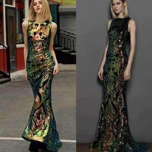 Bronx and Banco Multicolor SequinsEvening Gown